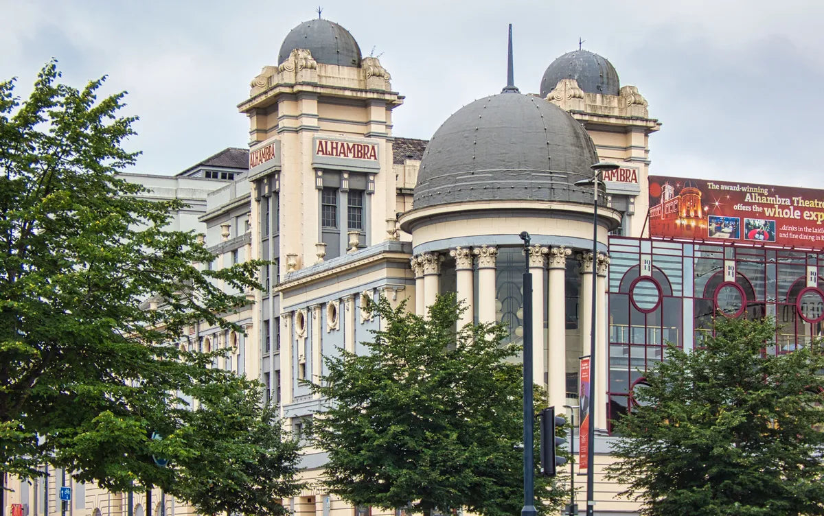 Bradford Alhambra Theatre with its distinctive domed towers